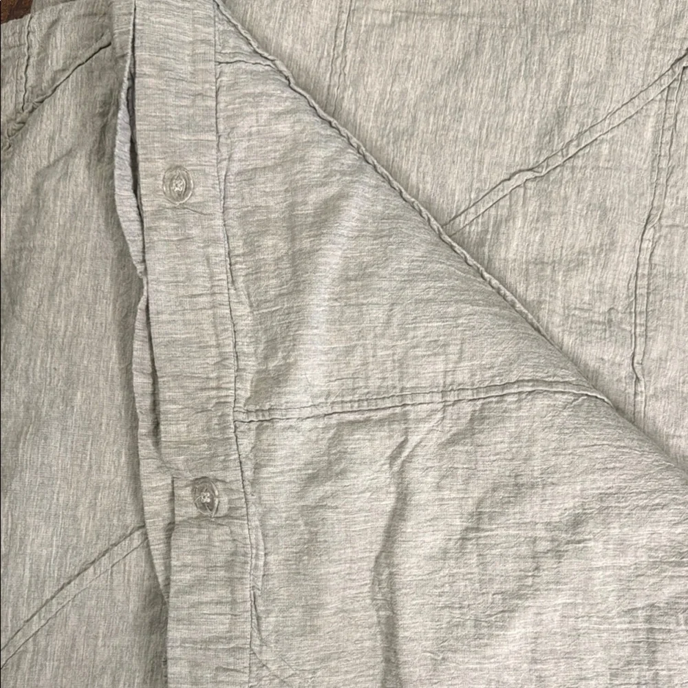 West Elm Pleated Grid Heather Gray King/Cal King Duvet/Sham
